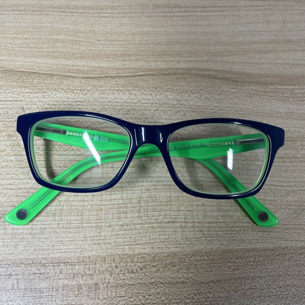 Muse MOD538 Classic Blue/green Rectangle Kids Eyeglasses Frames Only‎ 50-17-140